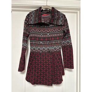 Krimson Klover, Womens Nordic Inspired Geometric Pattern Cardigan, 100% Wool, XS
